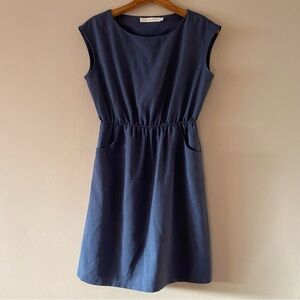 Sunhee Moon Women’s Blue Packable Minimalist Casual Dress Pockets Unlined Size 0